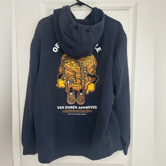 VANS Off The Waffle Mens Navy Blue Hoodie Skate Surf Van Doren Medium - Picture 1 of 5